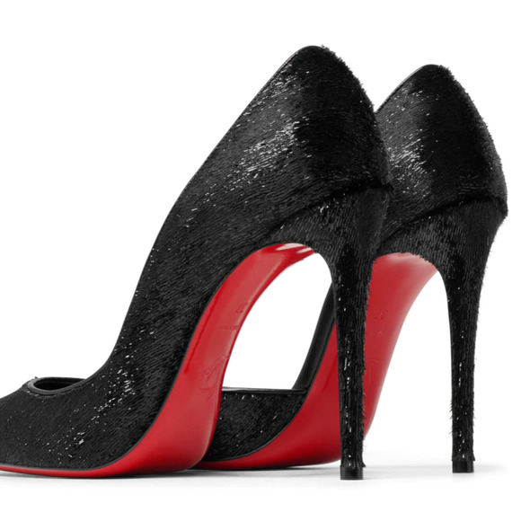Christian Louboutin Iriza 100 Black Velvet Papillon D'Orsay Heel Pump 38.5 - Picture 10 of 12